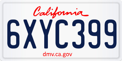 CA license plate 6XYC399