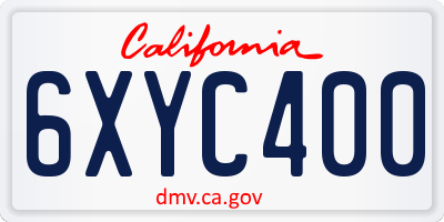 CA license plate 6XYC400