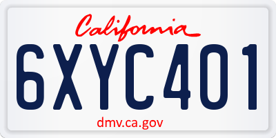 CA license plate 6XYC401