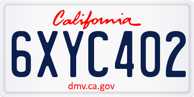 CA license plate 6XYC402
