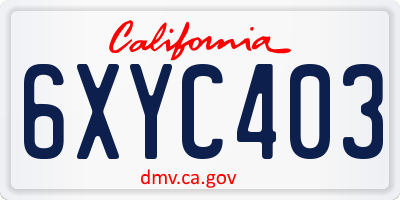 CA license plate 6XYC403