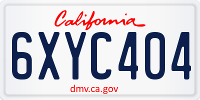 CA license plate 6XYC404