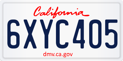 CA license plate 6XYC405