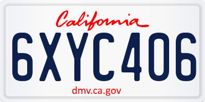 CA license plate 6XYC406