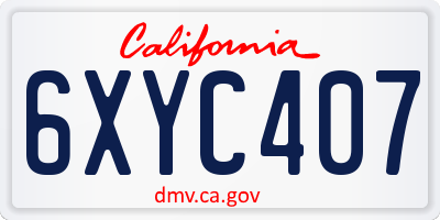 CA license plate 6XYC407