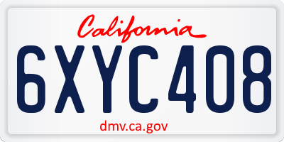 CA license plate 6XYC408