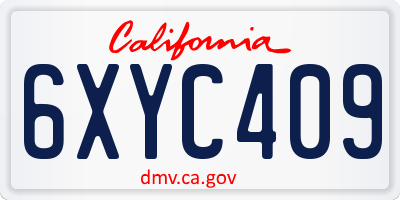 CA license plate 6XYC409