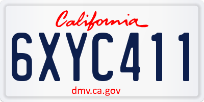 CA license plate 6XYC411