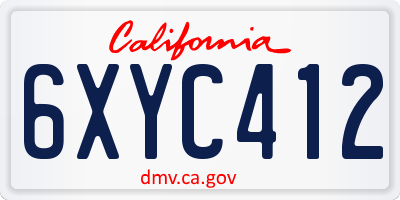 CA license plate 6XYC412