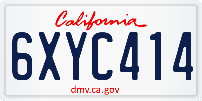 CA license plate 6XYC414