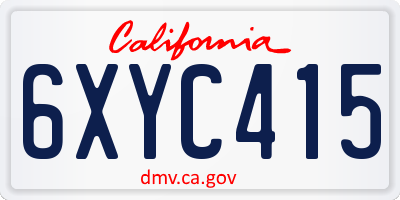 CA license plate 6XYC415
