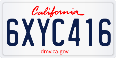 CA license plate 6XYC416