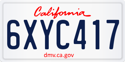 CA license plate 6XYC417
