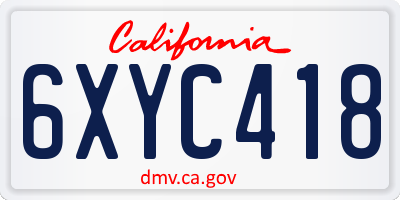 CA license plate 6XYC418
