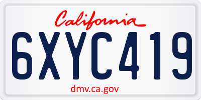 CA license plate 6XYC419