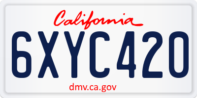 CA license plate 6XYC420