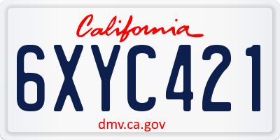 CA license plate 6XYC421
