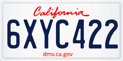 CA license plate 6XYC422