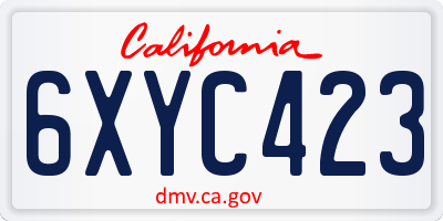 CA license plate 6XYC423