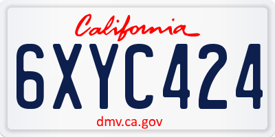 CA license plate 6XYC424