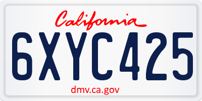 CA license plate 6XYC425