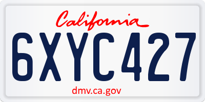 CA license plate 6XYC427