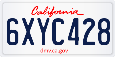 CA license plate 6XYC428