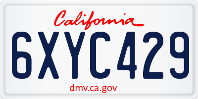 CA license plate 6XYC429