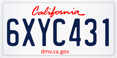 CA license plate 6XYC431