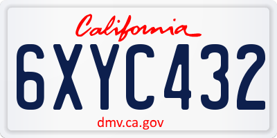 CA license plate 6XYC432