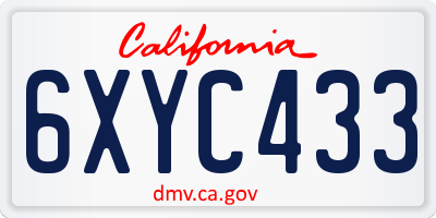 CA license plate 6XYC433