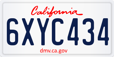 CA license plate 6XYC434