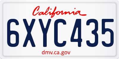 CA license plate 6XYC435