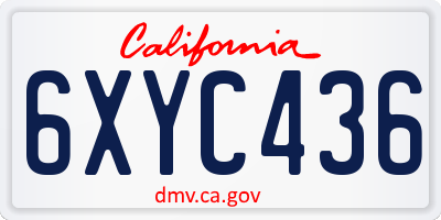 CA license plate 6XYC436