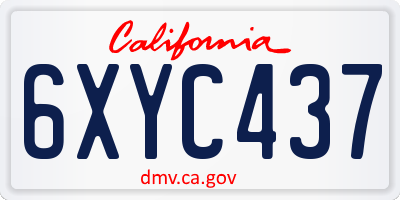 CA license plate 6XYC437