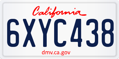 CA license plate 6XYC438