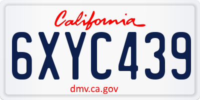 CA license plate 6XYC439