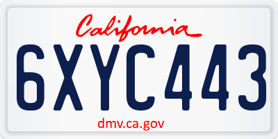 CA license plate 6XYC443