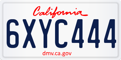 CA license plate 6XYC444
