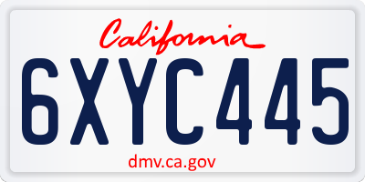 CA license plate 6XYC445