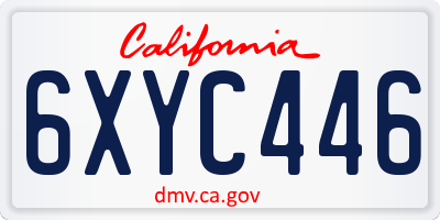 CA license plate 6XYC446