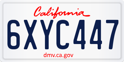CA license plate 6XYC447