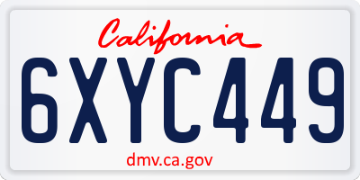 CA license plate 6XYC449