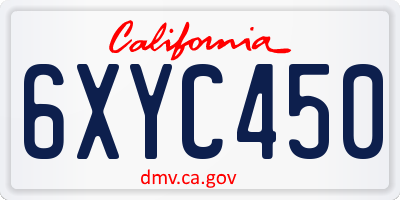 CA license plate 6XYC450