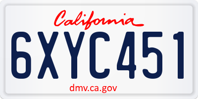 CA license plate 6XYC451