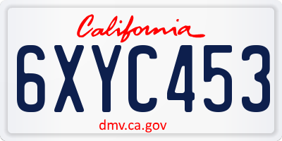CA license plate 6XYC453