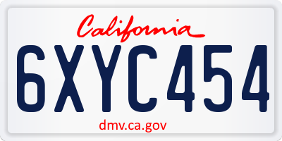 CA license plate 6XYC454