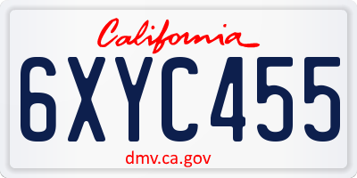 CA license plate 6XYC455