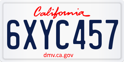 CA license plate 6XYC457