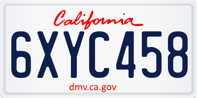CA license plate 6XYC458